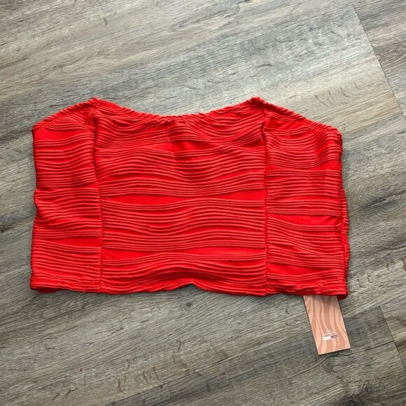 SHEIN Tops - Shein Curvy Orange Ribbed Strapless Crop Top Women’s Plus Size 3X